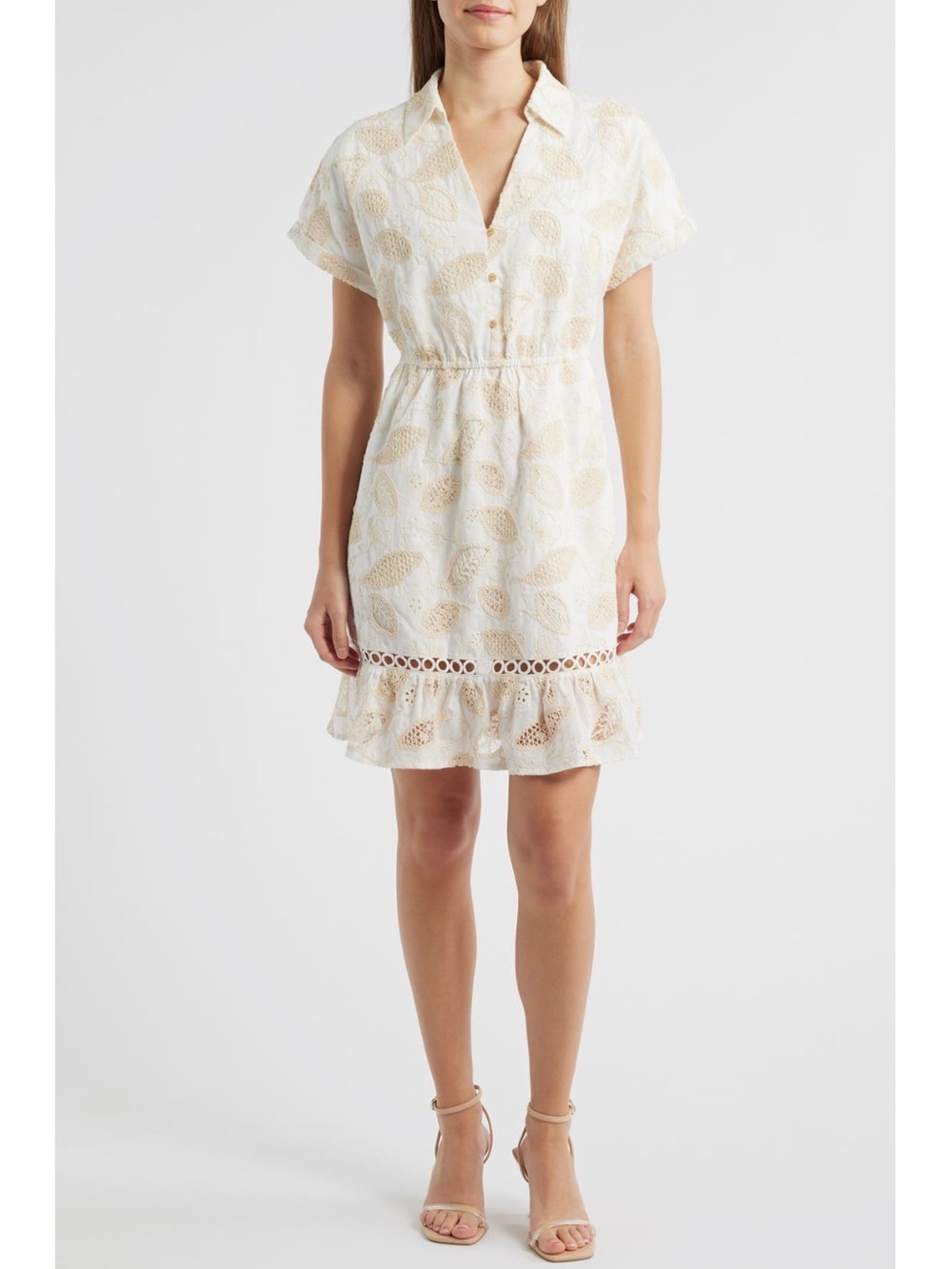 Sam Edelman Embroidered 
coastal Cotton Shirtdress 
Cream Women Sz 12 NWT
